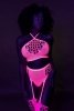 Two piece with crop top and stockings - pink - XS/XL